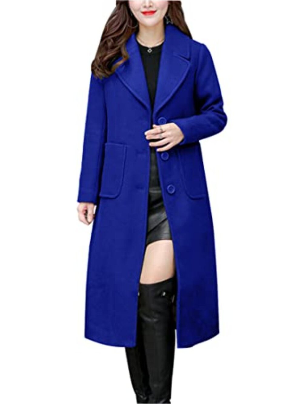 Women's Wool Blend Mid-Long Notch Lapel Single Breasted Coat